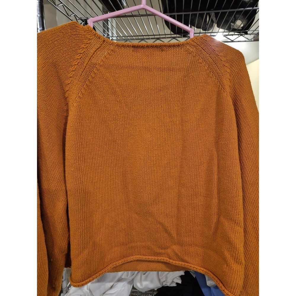 Banana Republic Orange Knit Boatneck Raglan Long Sleeve Sweater Size S EUC - Picture 9 of 11